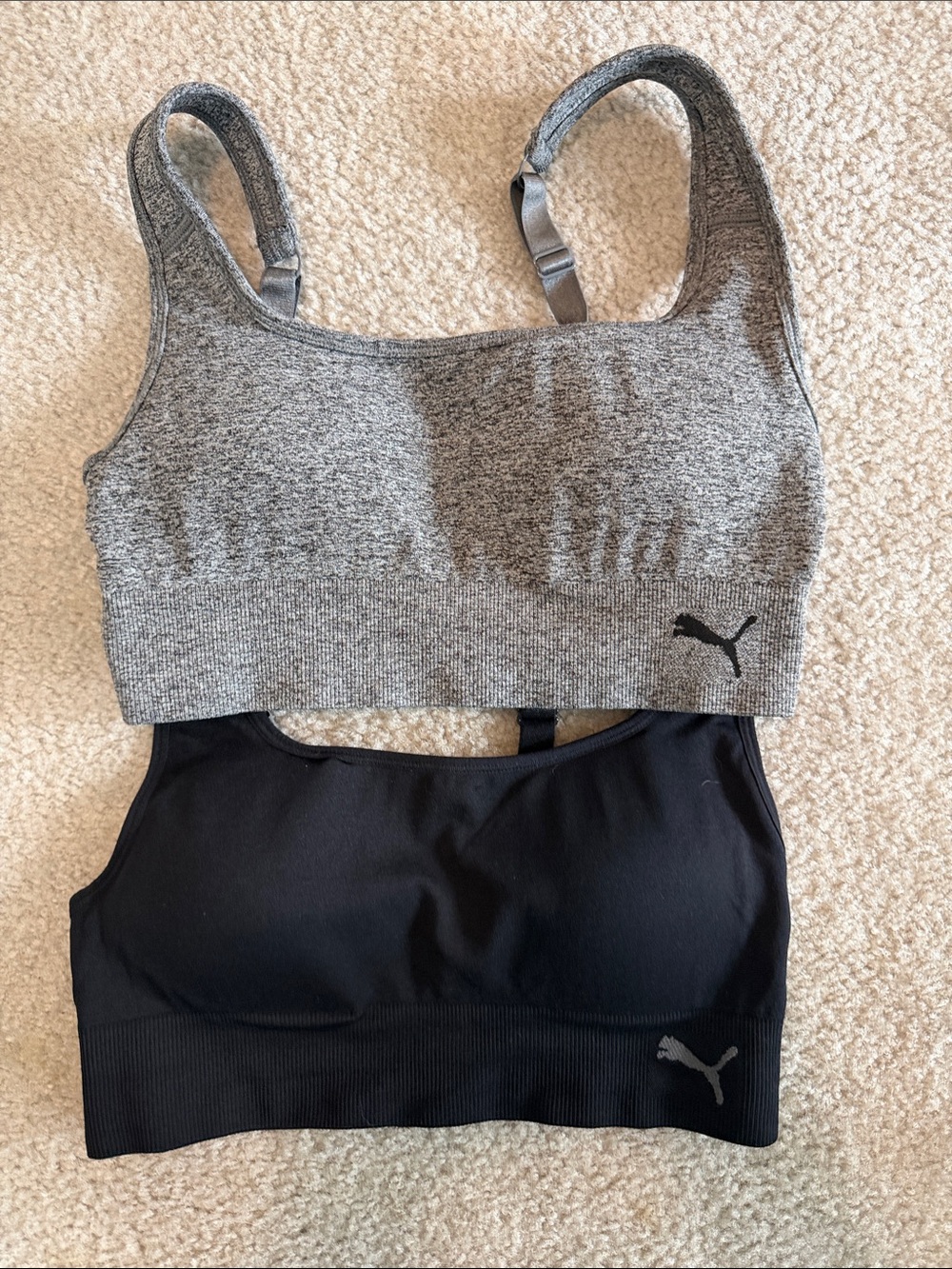 Puma Seamless Sports Bra Duo in Gray & Black